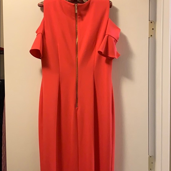 Calvin Klein Cold Shoulder Flutter Sleeve Dress - Picture 5 of 6